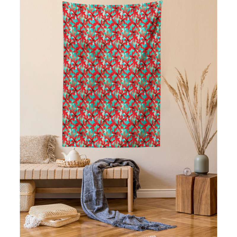 Red Hibiscus Flowers Tapestry