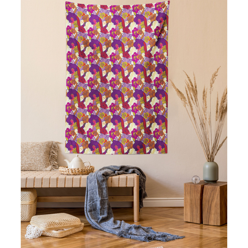 Vibrant Vintage Orchid Tapestry