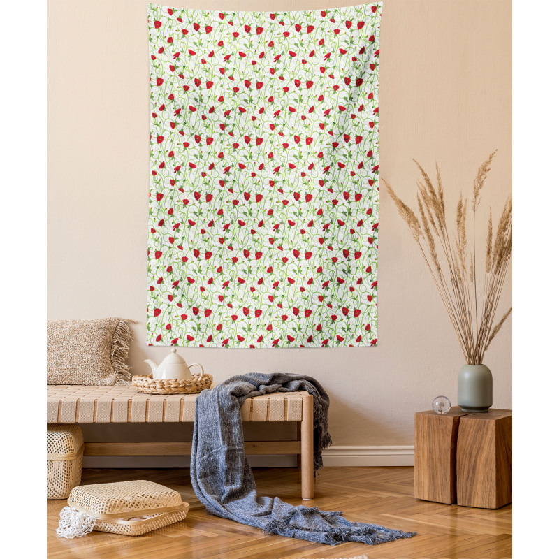 Twiggy Poppy Flowers Tapestry