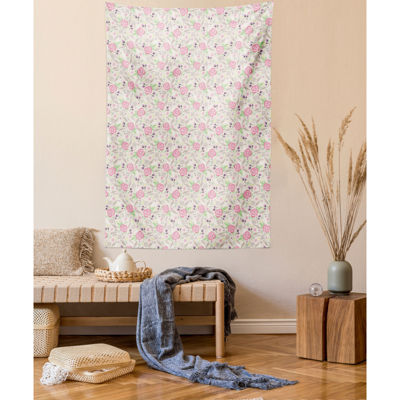 Silhouette Rose Buds Tapestry
