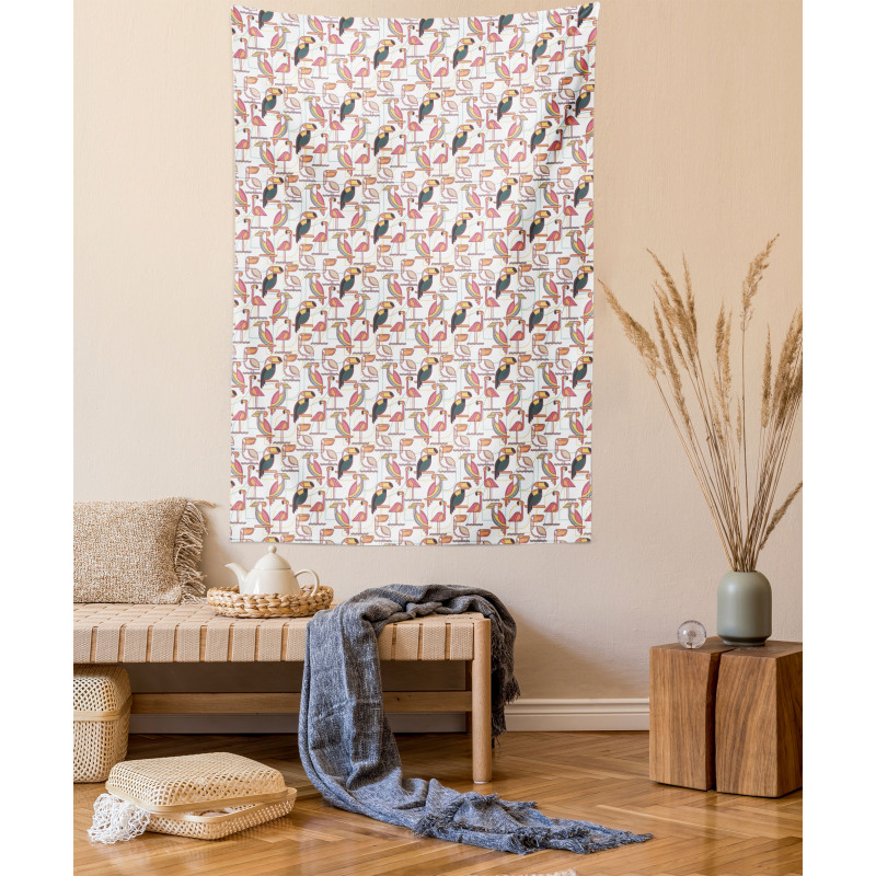 Minimalist Exotic Parrots Tapestry