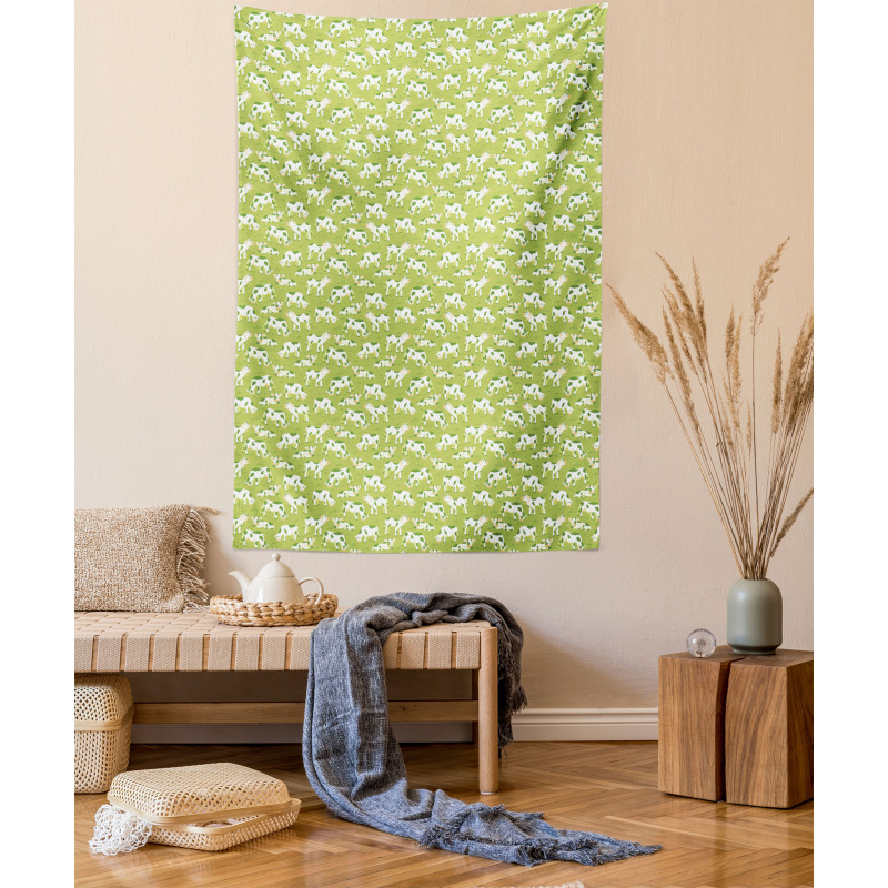 Bovines on Green Meadow Tapestry