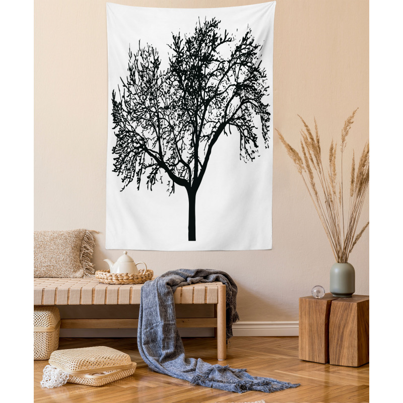 Bare Branches Silhouette Art Tapestry