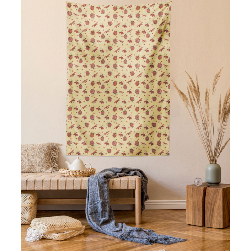 Dragonflies and Hearts Tapestry