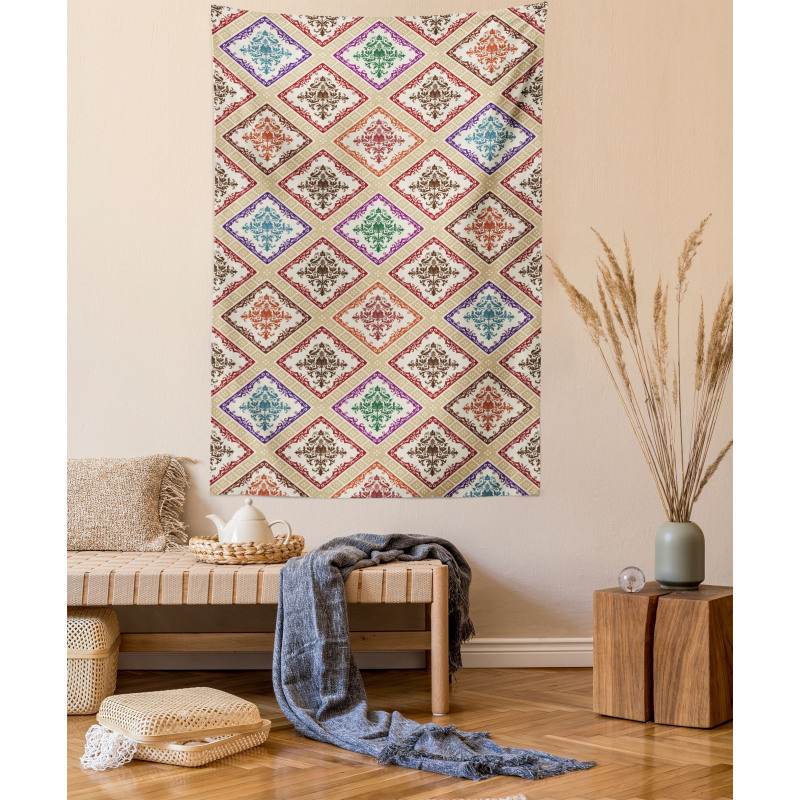 Motif in Vivid Rhombuses Tapestry