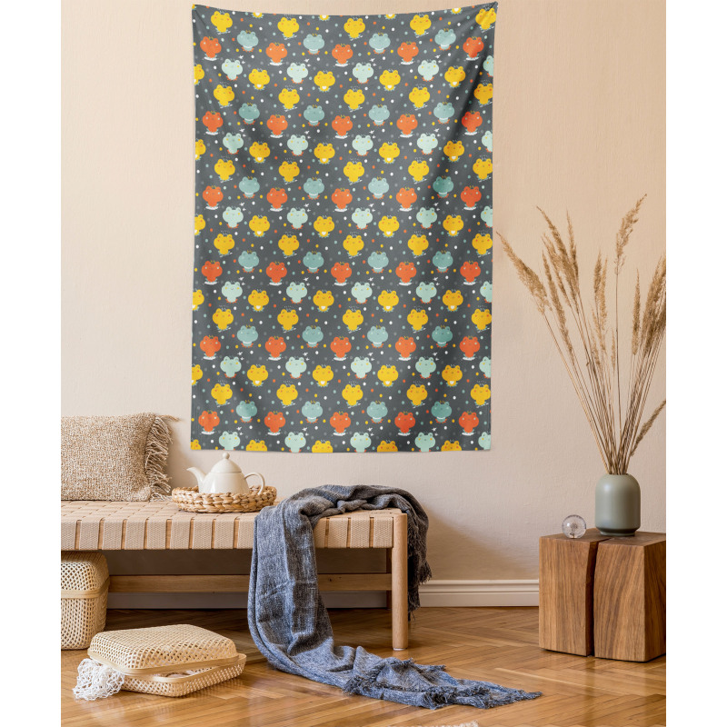 Cartoon Colorful Frogs Tapestry