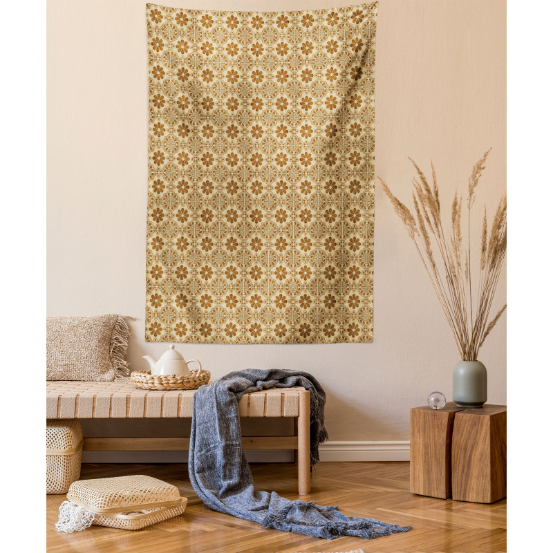 Oriental Geometric Flower Tapestry