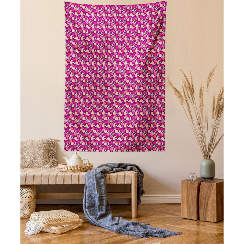 Blossoming Romantic Flowers Tapestry