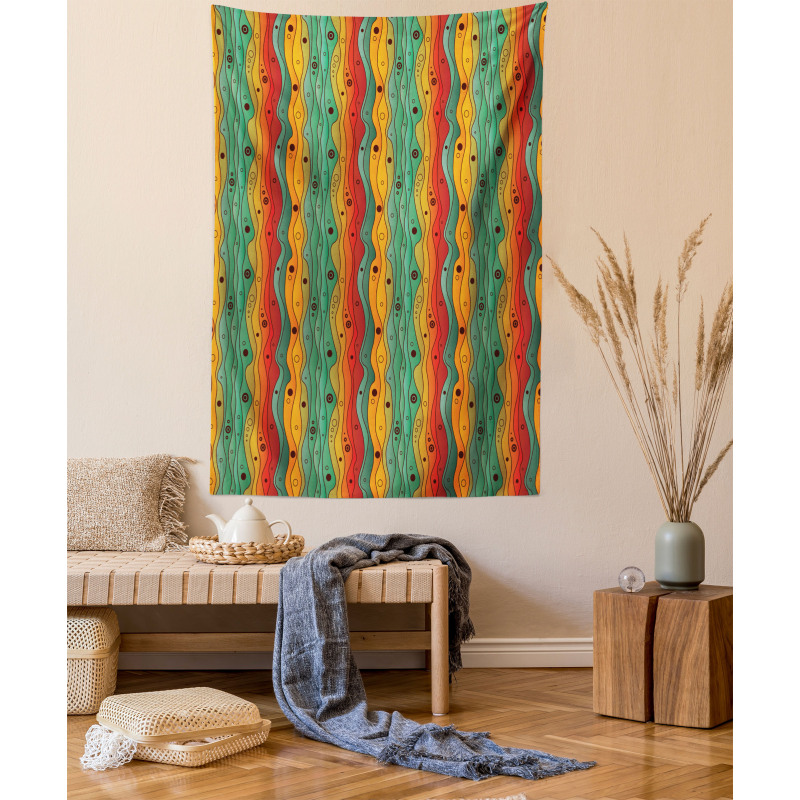 Wavy Vertical Lines Retro Tapestry