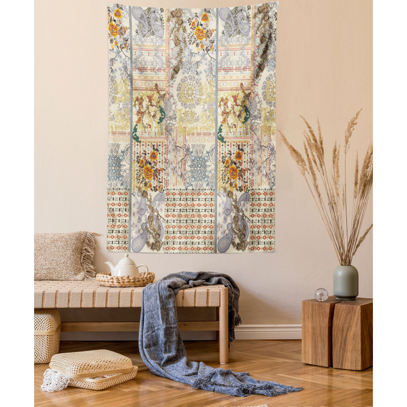 Ethnic Floral Composition Tapestry