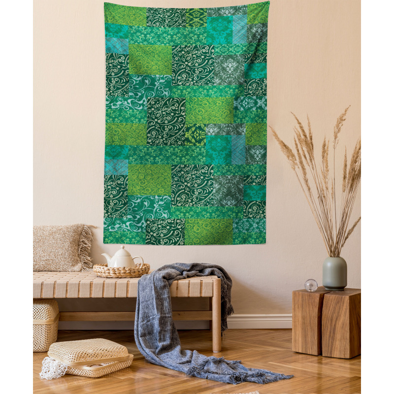 Curly Ornaments in Squares Tapestry