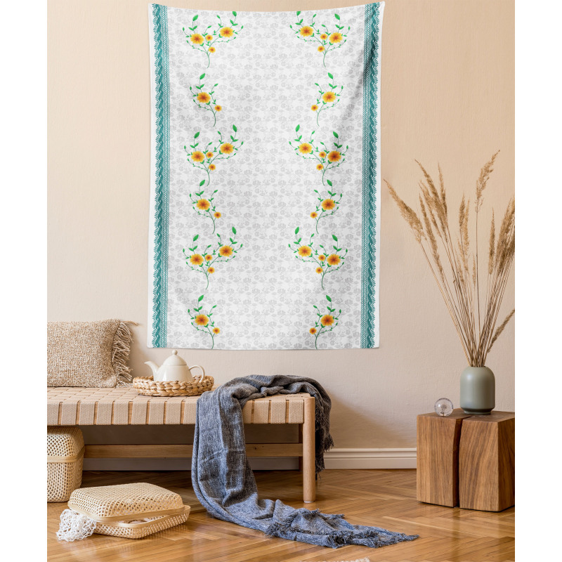 Spring Flowers on Curls Tapestry