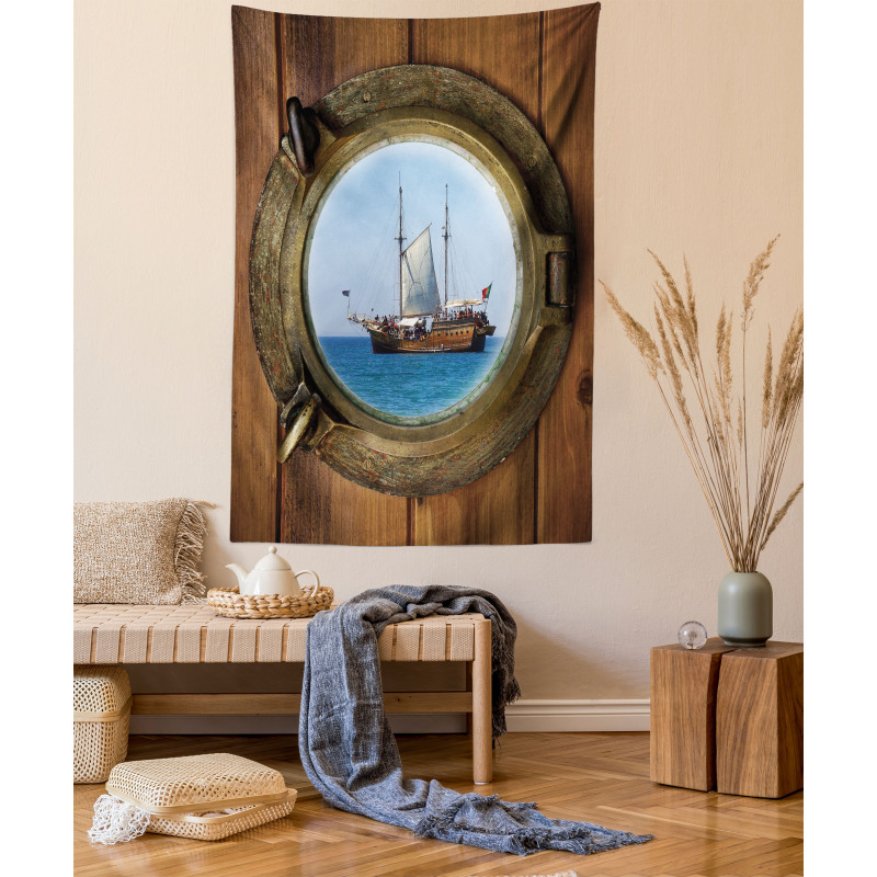 Ship Window with Cruise Tapestry
