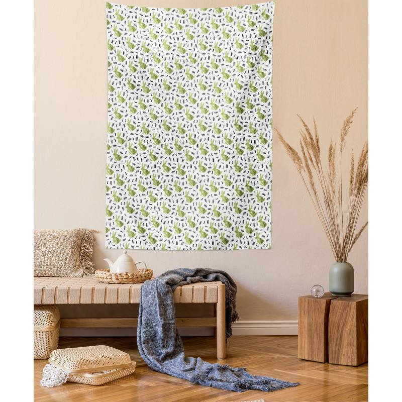 Bunnies with Floral Motifs Tapestry