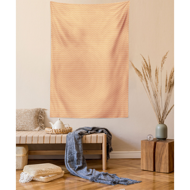 Orange Wavy Stripe Abstract Tapestry