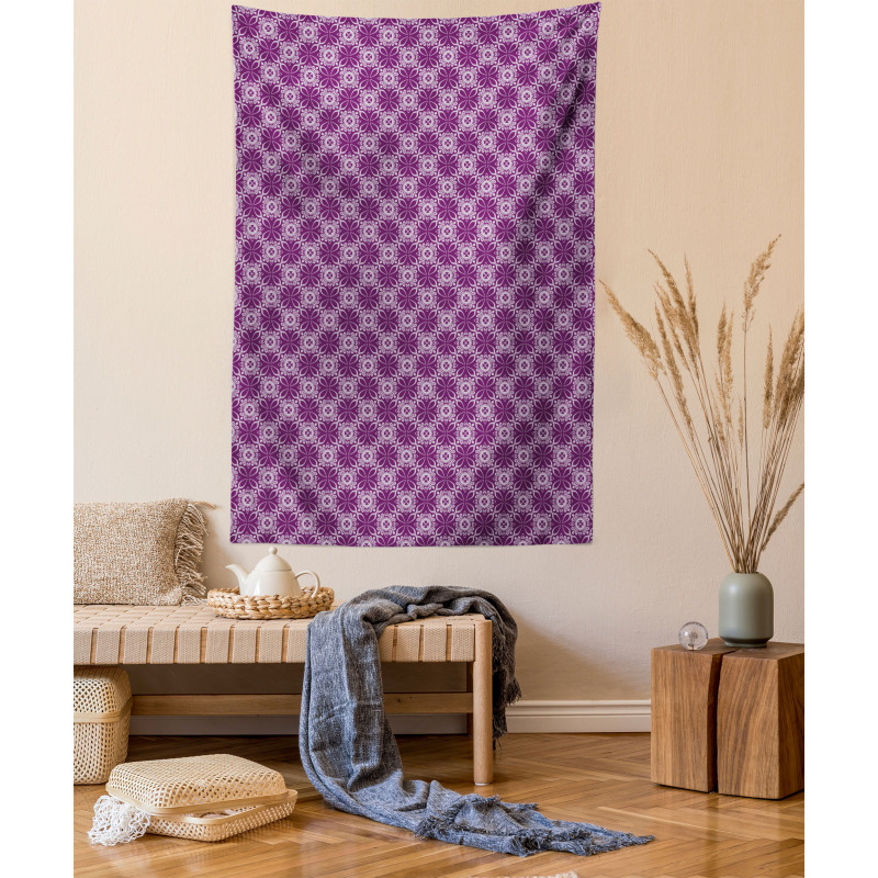 Floral Tiles Purple Tones Tapestry