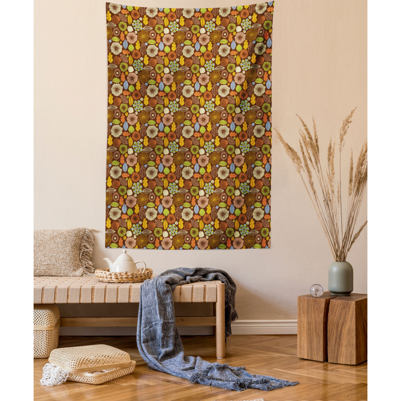 Fall Season Colors Flowers Tapestry