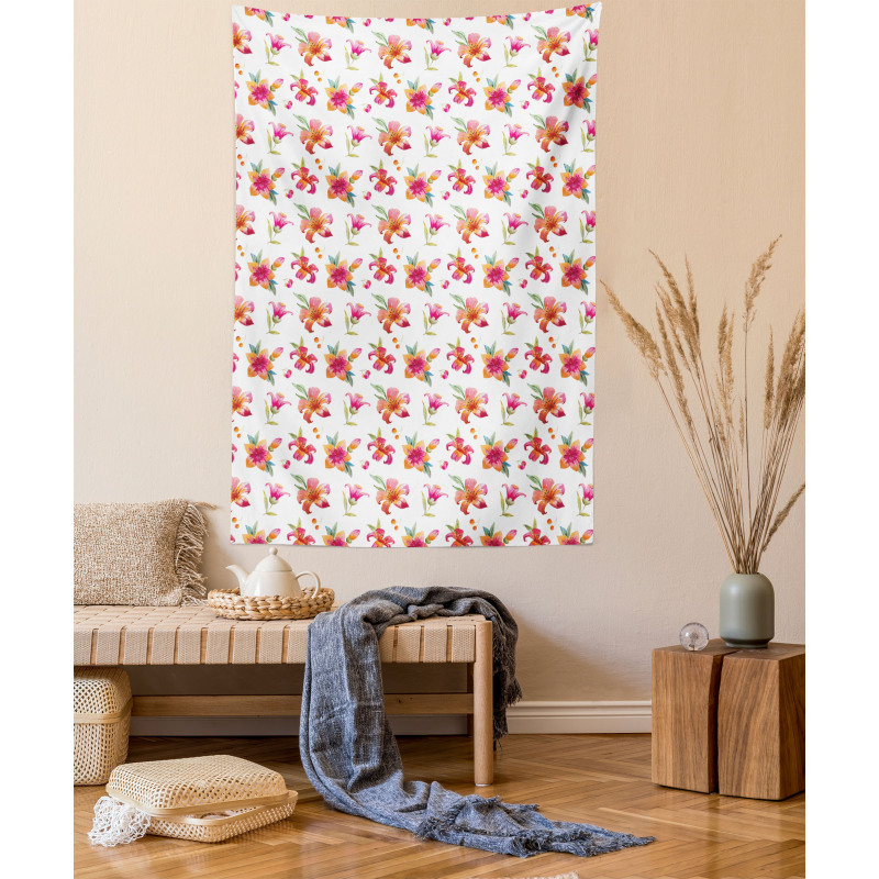 Watercolor Style Blossoms Tapestry