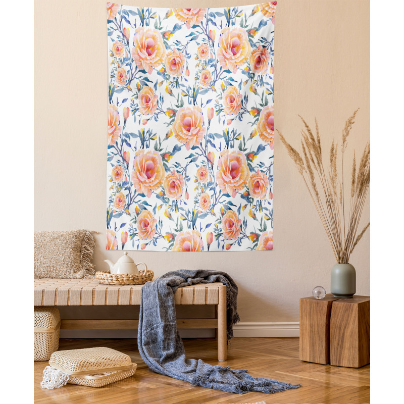 Blossoms with Aquarelle Effect Tapestry