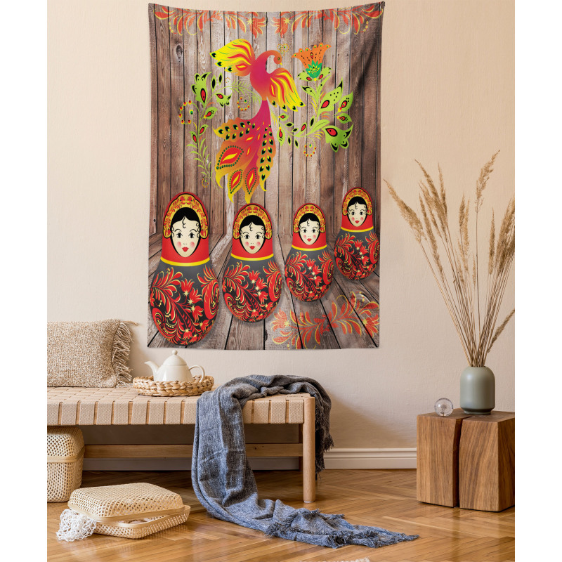 Folkloric Russian Dolls Tapestry