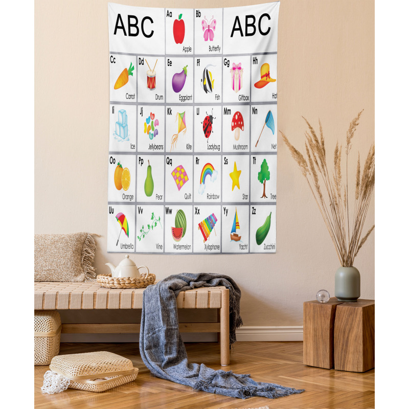 Squares with Letters Kids Tapestry