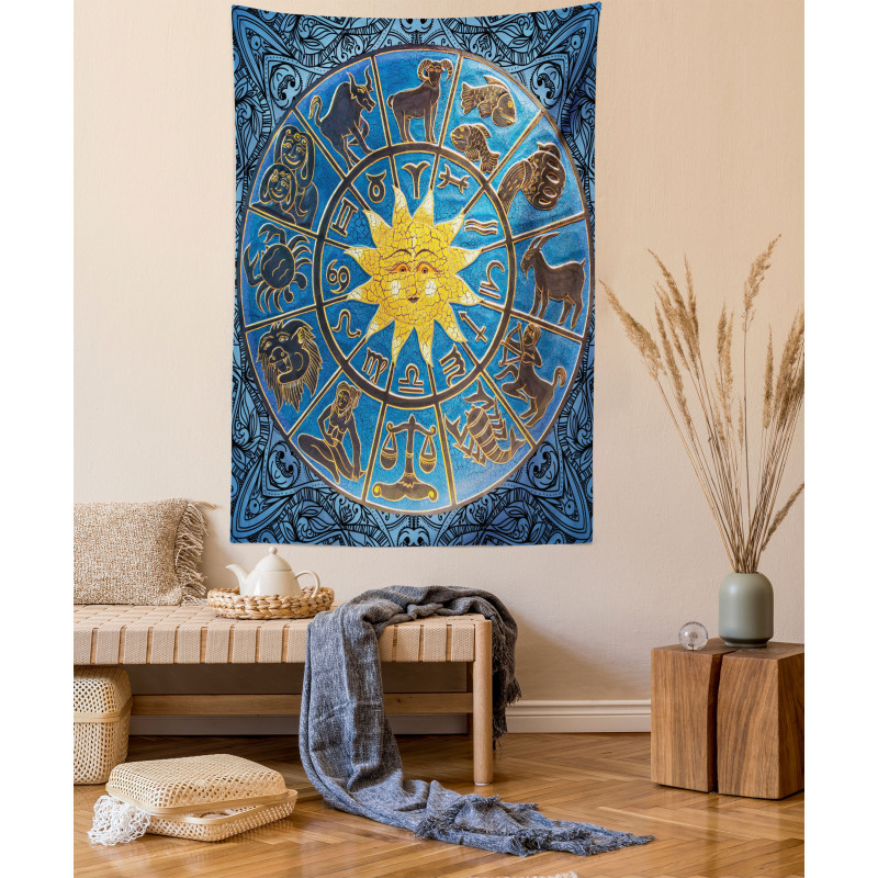 Zodiac Signs Circle Sun Tapestry