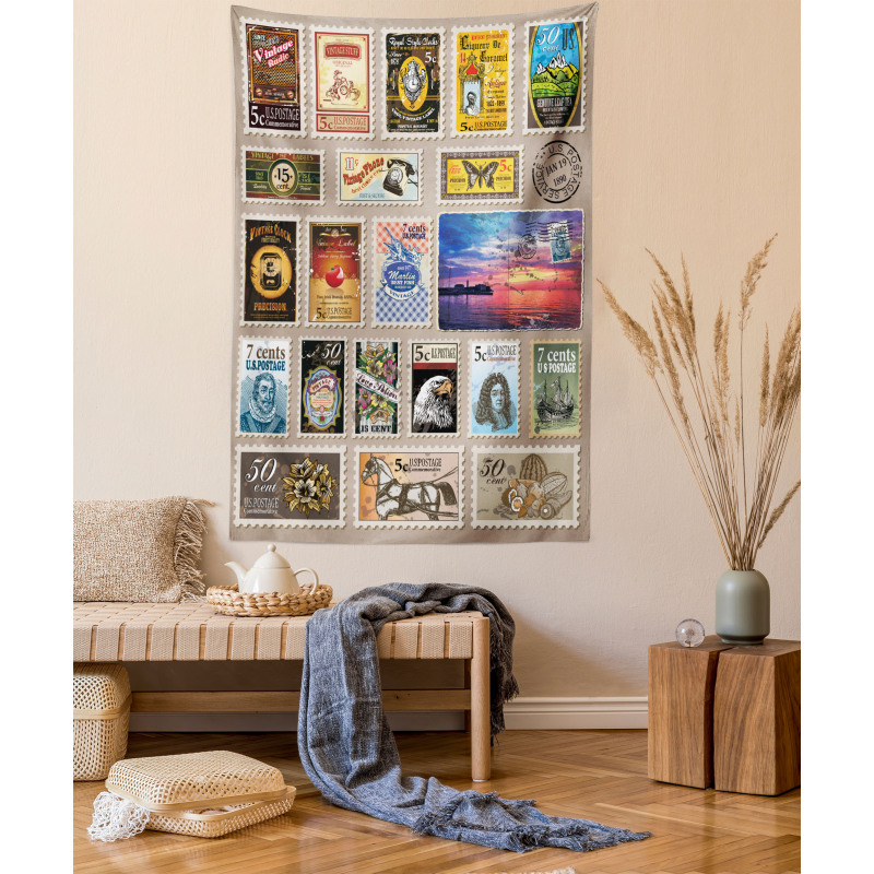 Traveler Tourist Stamps Tapestry