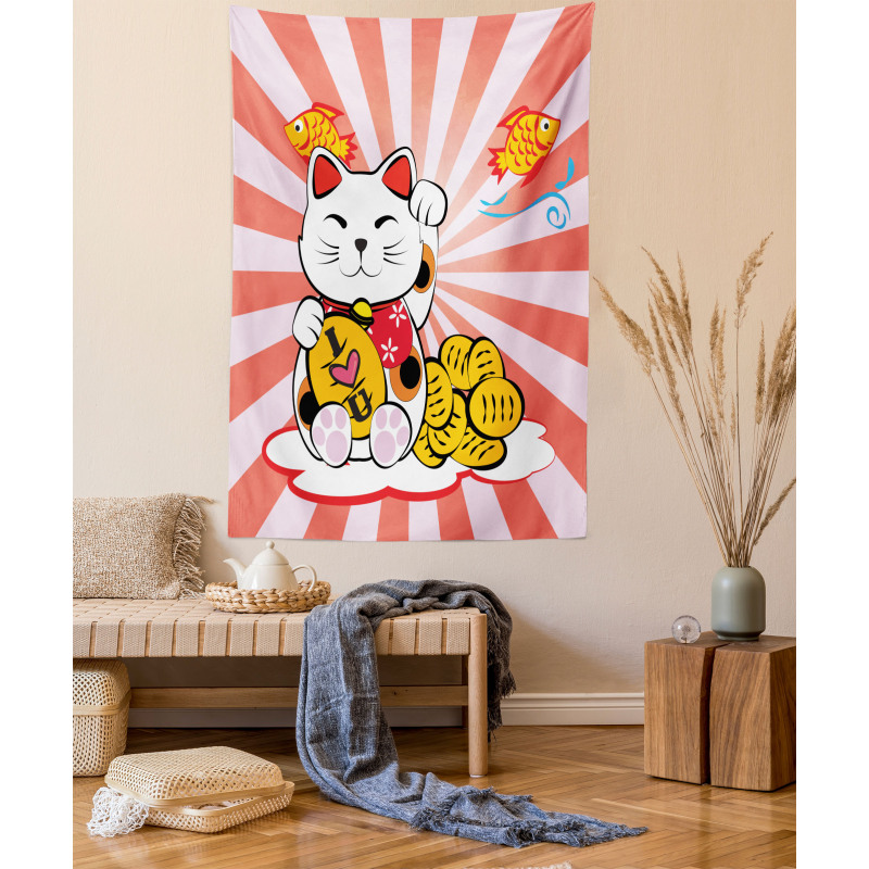 Starburst Lines Cat Tapestry