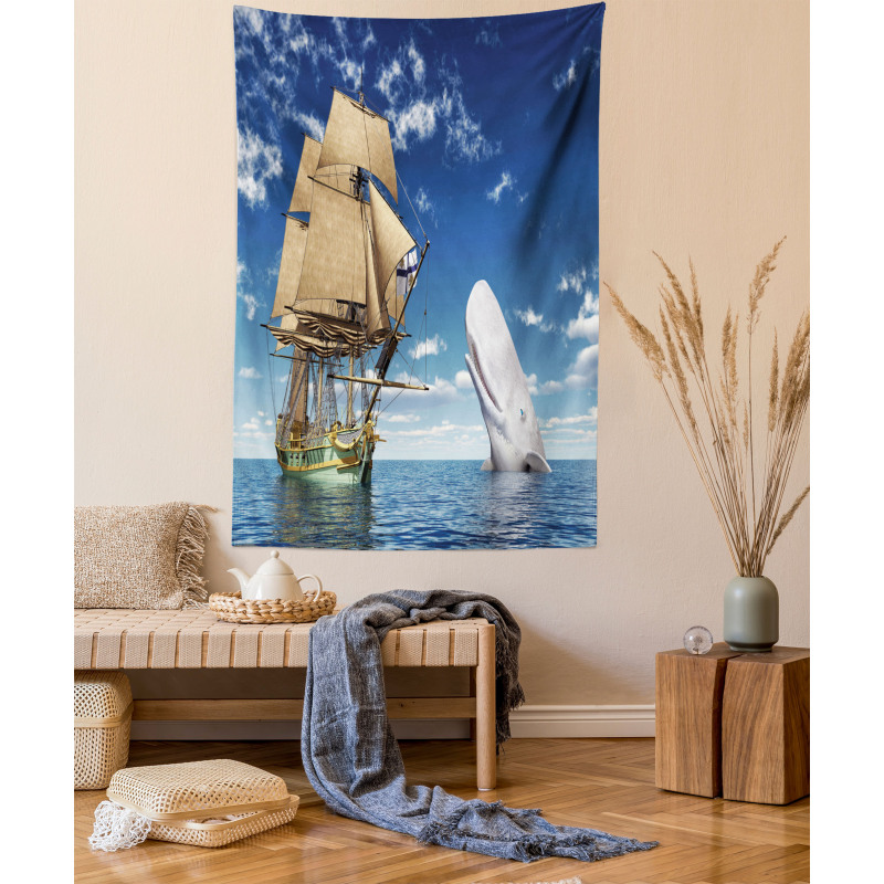 Pirate Ship and Mammal Fish Tapestry