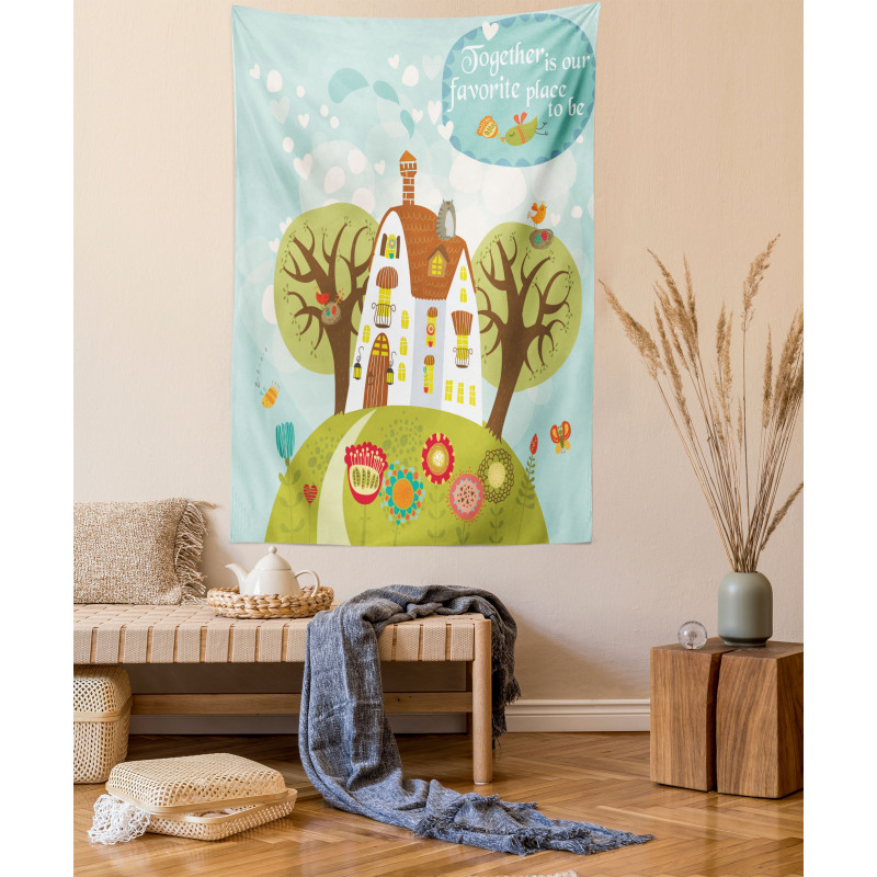 Fairytale Cartoon with Words Tapestry