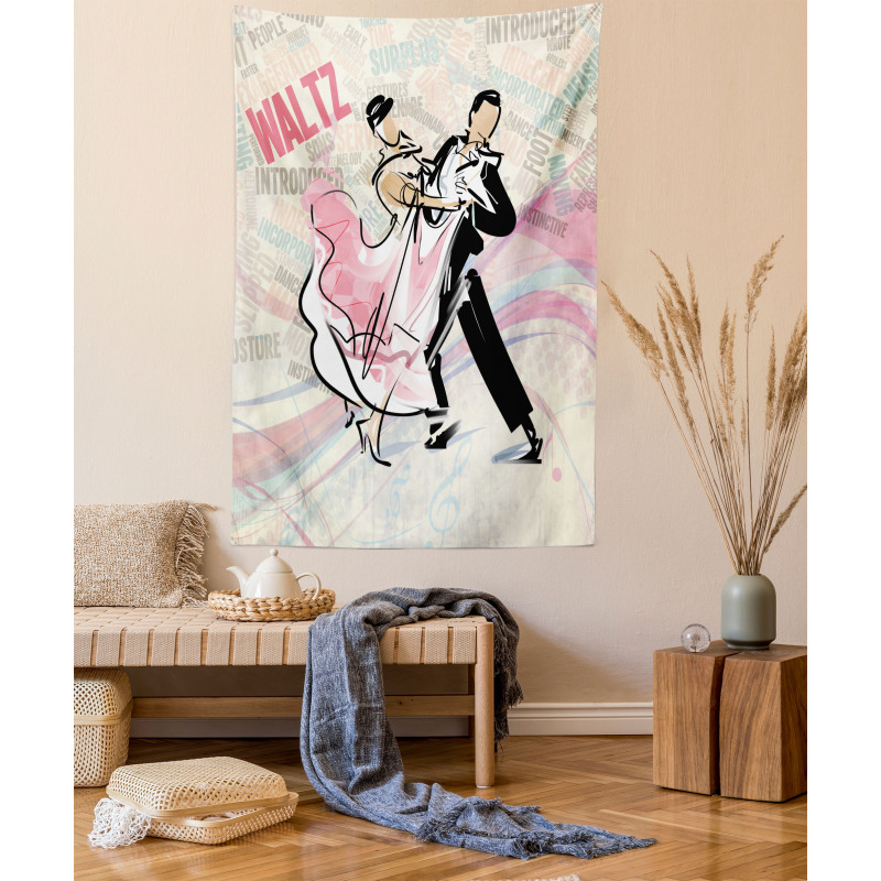 Romantic Dancing Couple Words Tapestry