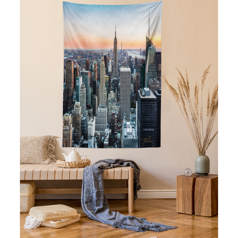 NYC Manhattan Skyline Dusk Tapestry