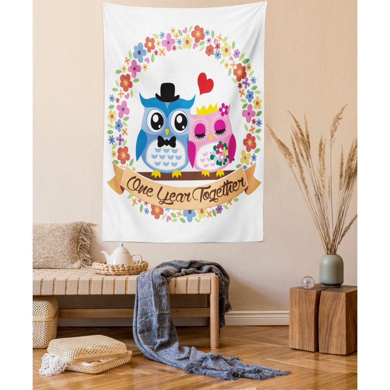 Year Lovers Owls Tapestry