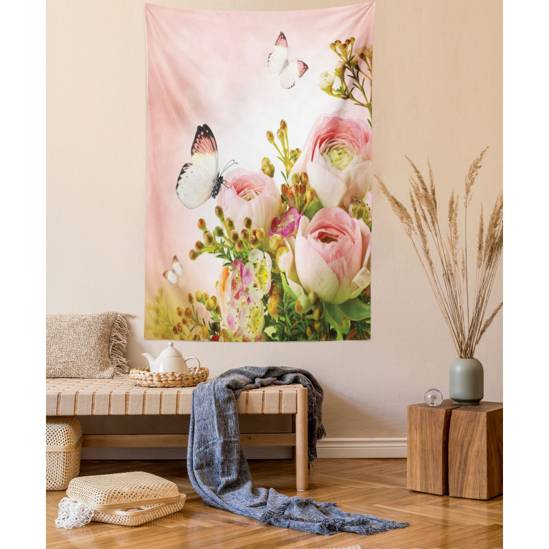 Blossoming Feminine Roses Tapestry