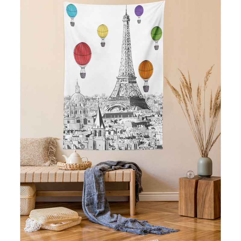 Eiffel Tower and Balloons Tapestry