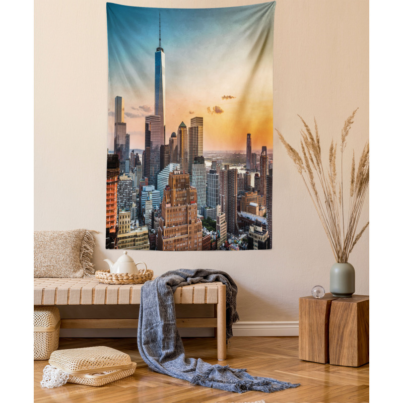 Sunset Manhattan Skyline Tapestry