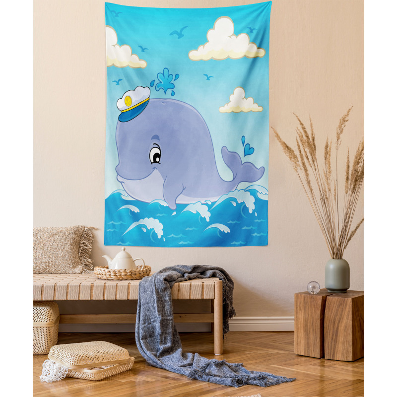 Nursery Theme Captain Whale Tapestry