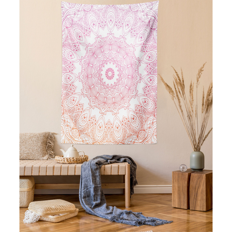 Outline Style Flowers Tapestry