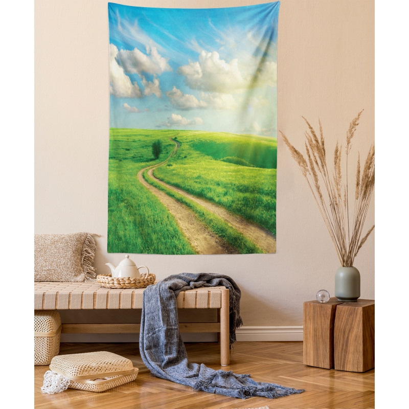 Grassy Hill Sky Pathway Tapestry