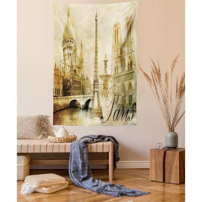 Vintage Style Landmarks Photo Tapestry