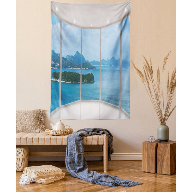 Seascape View from Window Tapestry