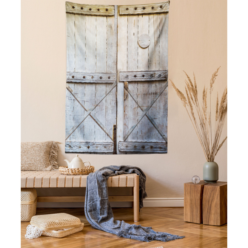 Country Rusty Wooden Door Tapestry