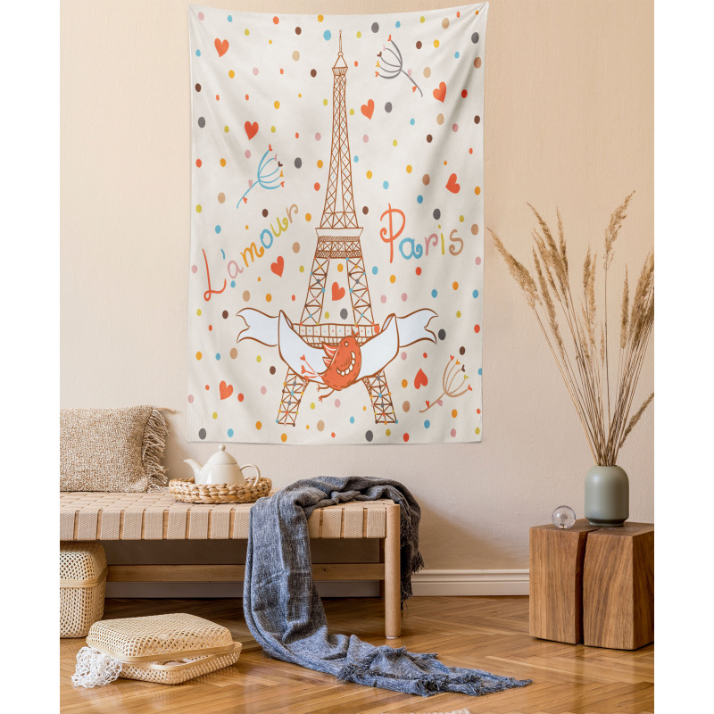 Eiffel Love Birds Tapestry