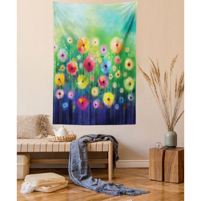 Colorful Garden Meadow Theme Tapestry