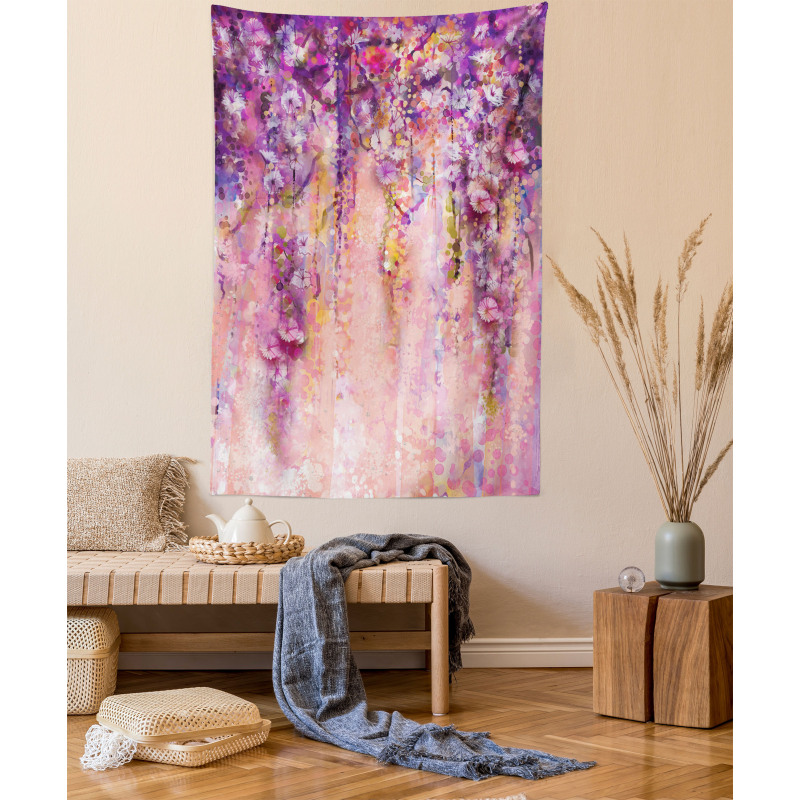 Watercolor Wisteria Blooms Tapestry