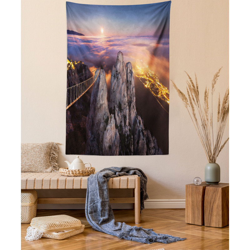 Full Moon Sunset Alps Tapestry