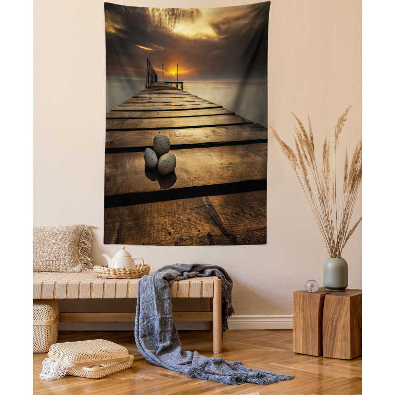 Black Sea at Dusk Pier Tapestry