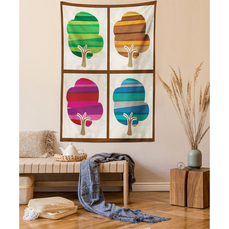 Striped Fall Silhouettes Tapestry