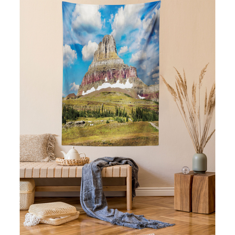 Rugged Peak and Cloudy Sky Tapestry