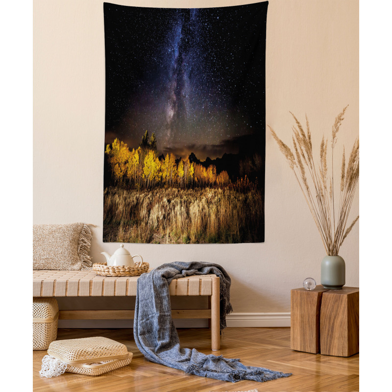 Milky Way Aspens and Tetons Tapestry